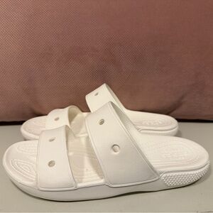 Crocs White‎ Slide Sandals. Womens 7, Mens 5